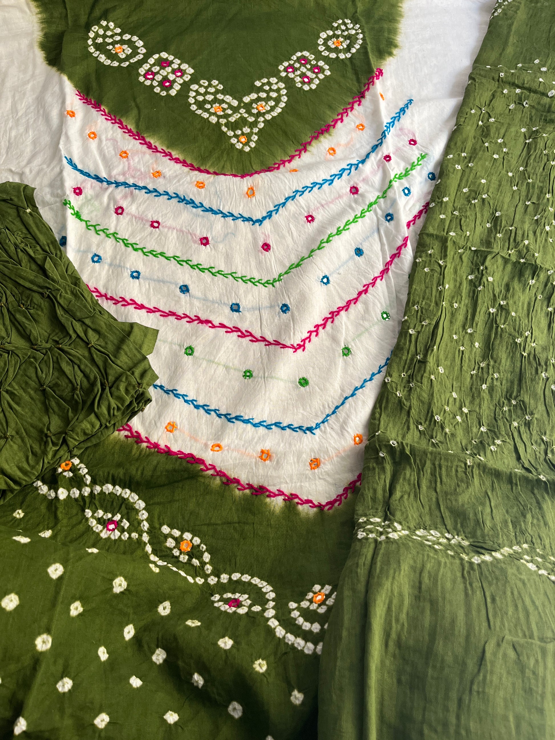   Green Cotton Dress Material  