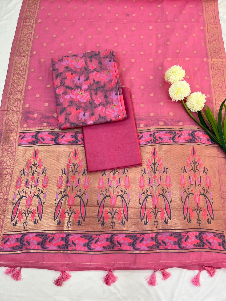 PINK MEGHANA JAMDANI SUIT