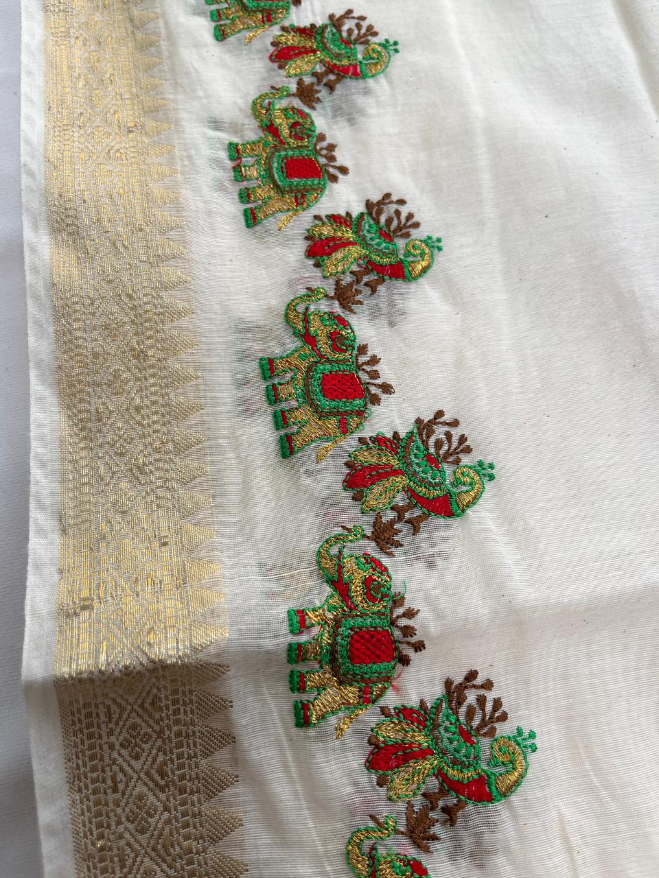 OFF WHITE SUREKHA CHANDERI SUIT