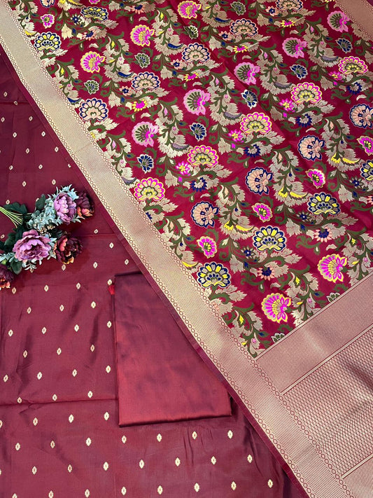 MAROON KANCHAN BANARASI SUIT